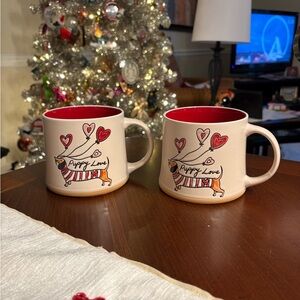 Puppy Love Ceramic Mug Set - Red and Cream